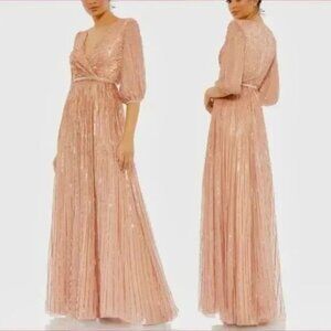 Mac Duggal V Neck Embellished A-Line Gown  5509 Size 12